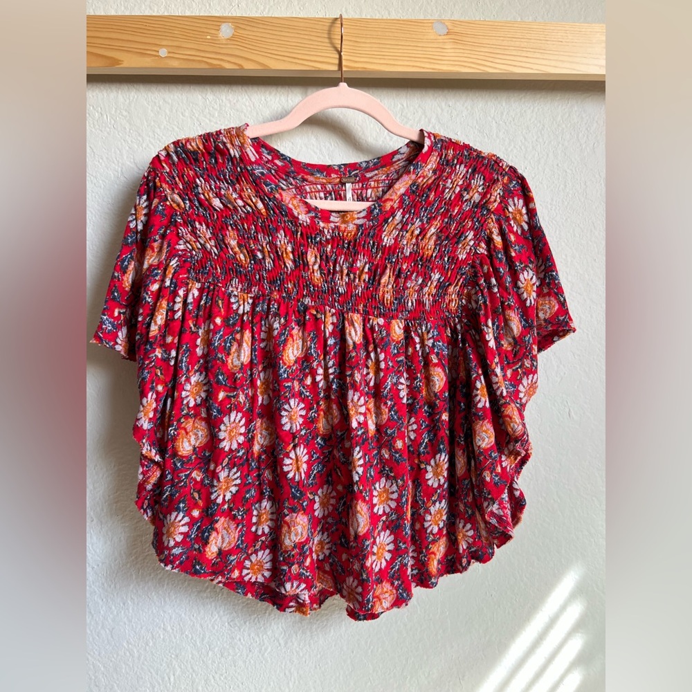 Free People Floral Flutter Top Women’s Size Small